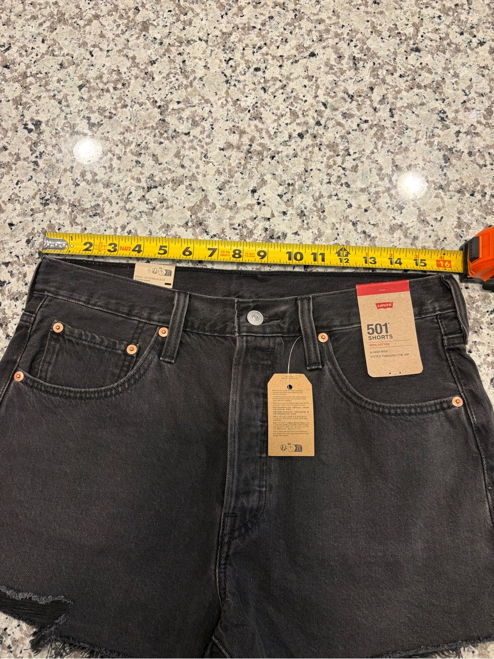 NEW Levi’s 501 High-Rise Denim Shorts Cutoff Washed Black Women’s size 31 - Picture 9 of 11